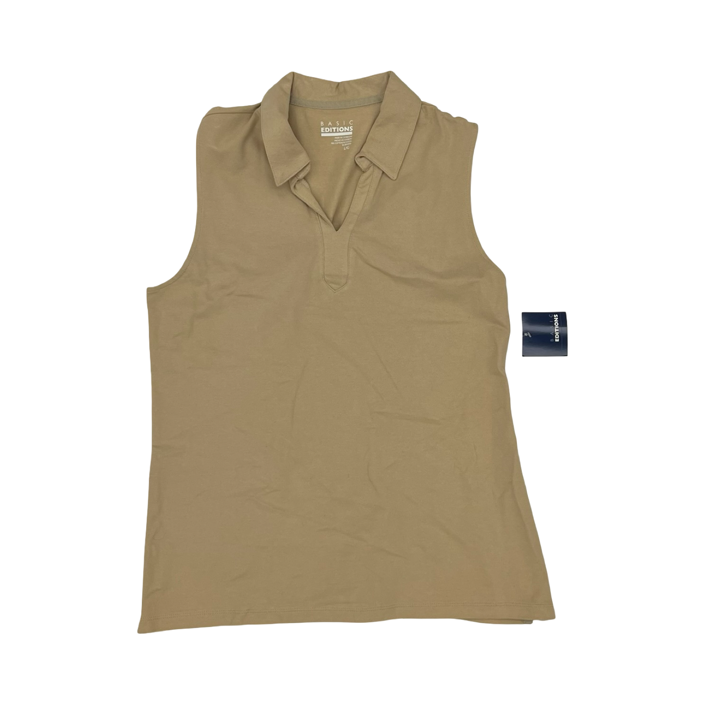 Top Sleeveless By Basic Editions In Tan, Size:L