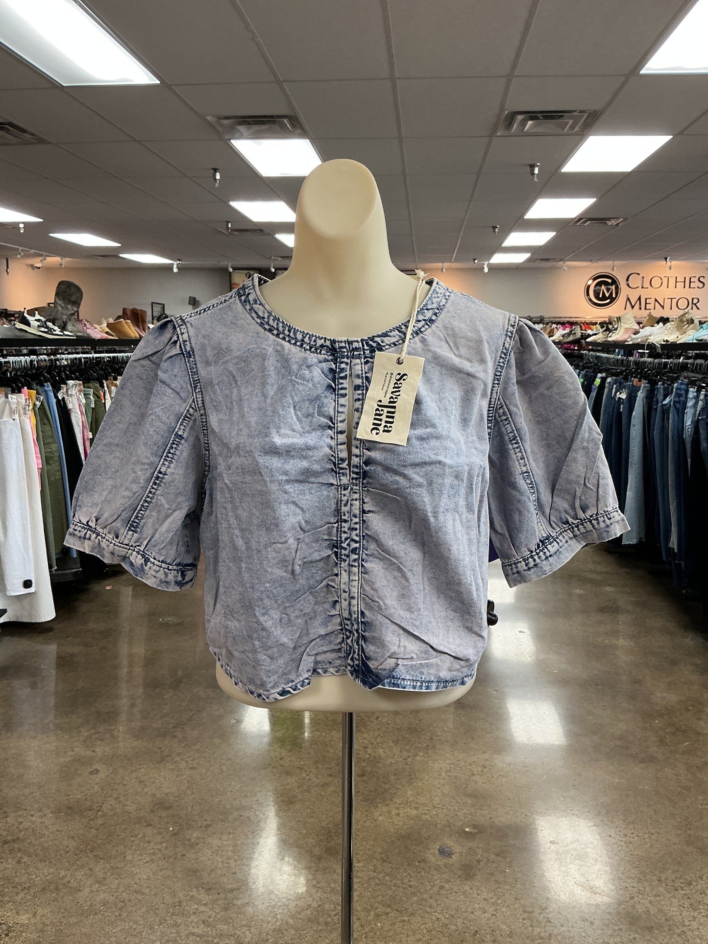 Top Ss By Savanna Jane In Blue Denim, Size:M