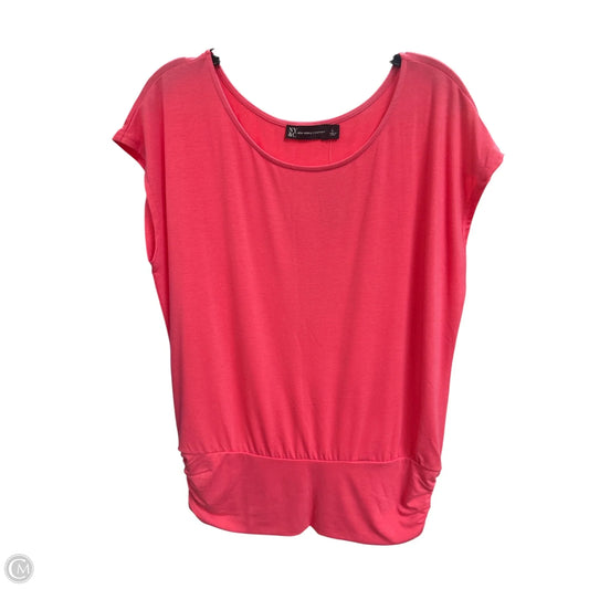 Top Short Sleeve Basic By New York And Co In Pink, Size: L