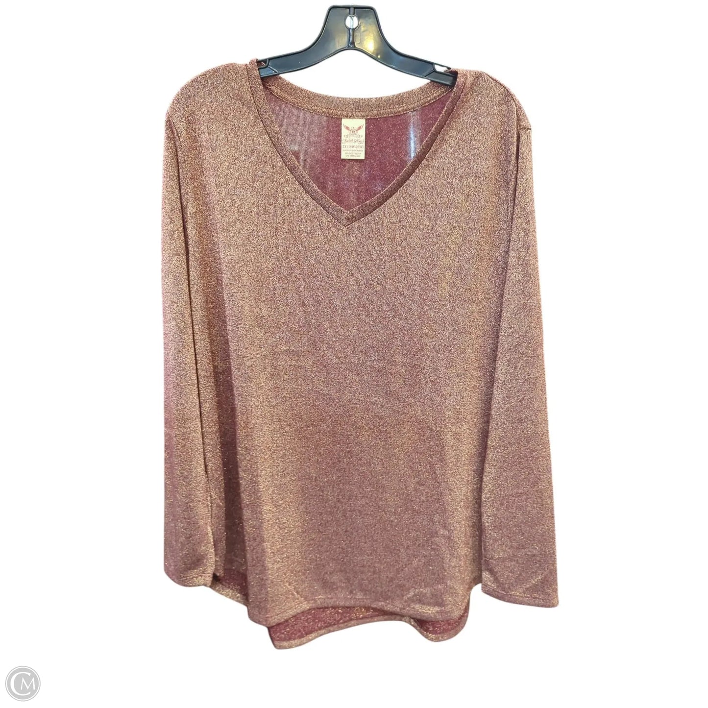 Top Long Sleeve By Faded Glory In Rose Gold, Size: 2x