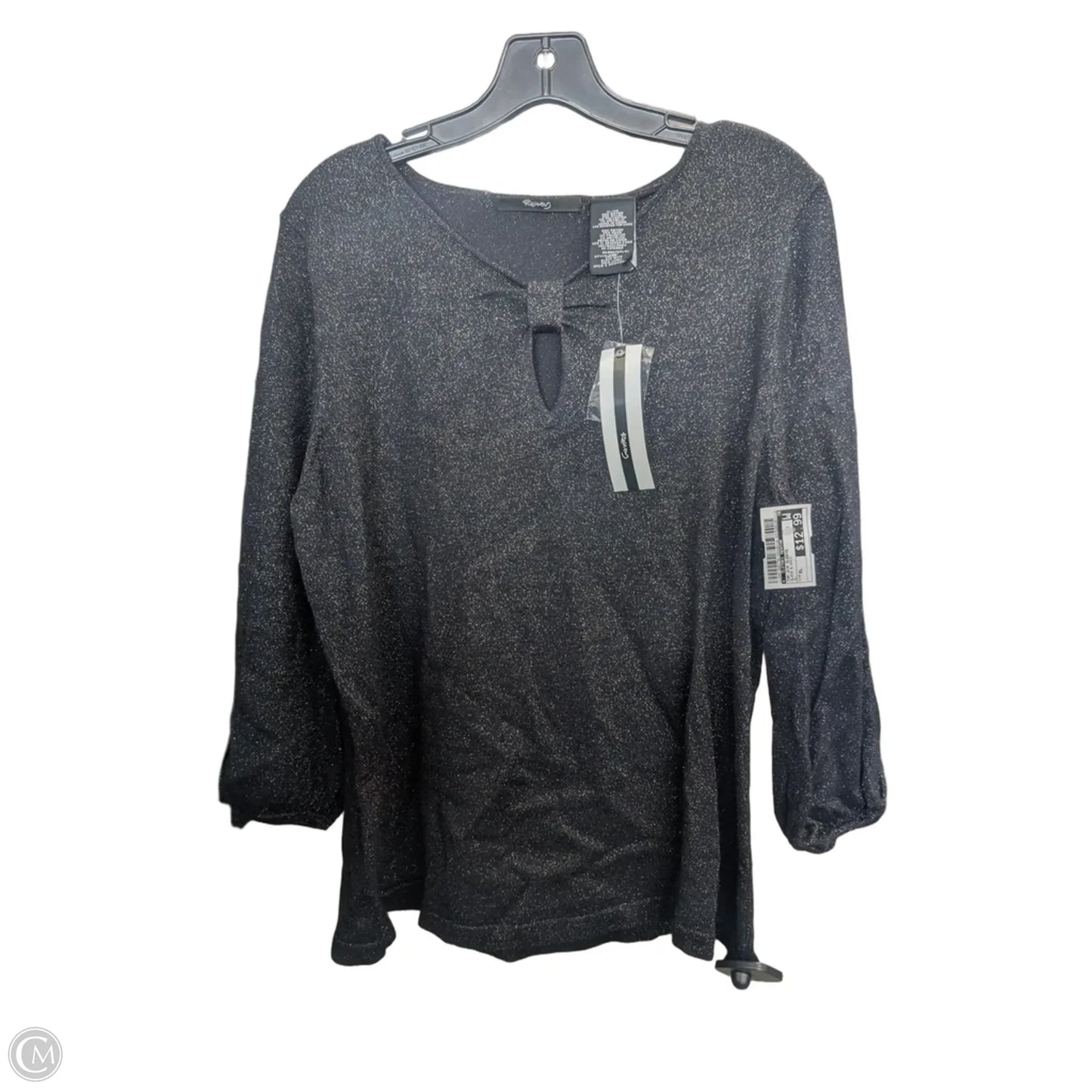 Top 3/4 Sleeve By Clothes Mentor In Black & Gold, Size: Xl