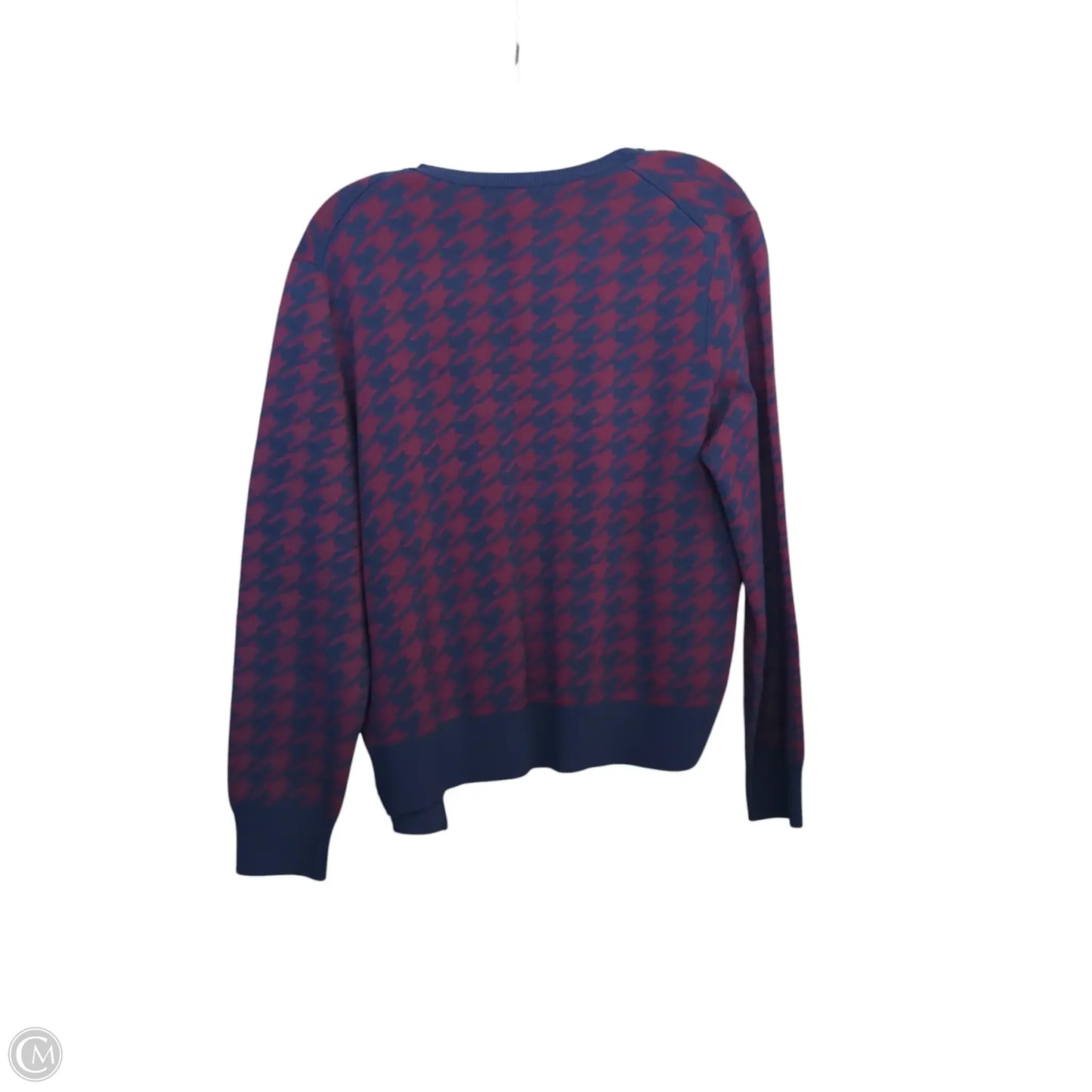 Sweater Cardigan By Ann Taylor In Blue & Red, Size: Xl