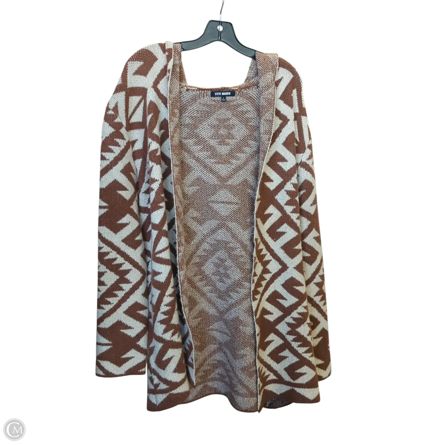 Cardigan By Steve Madden In Brown & Cream, Size: L