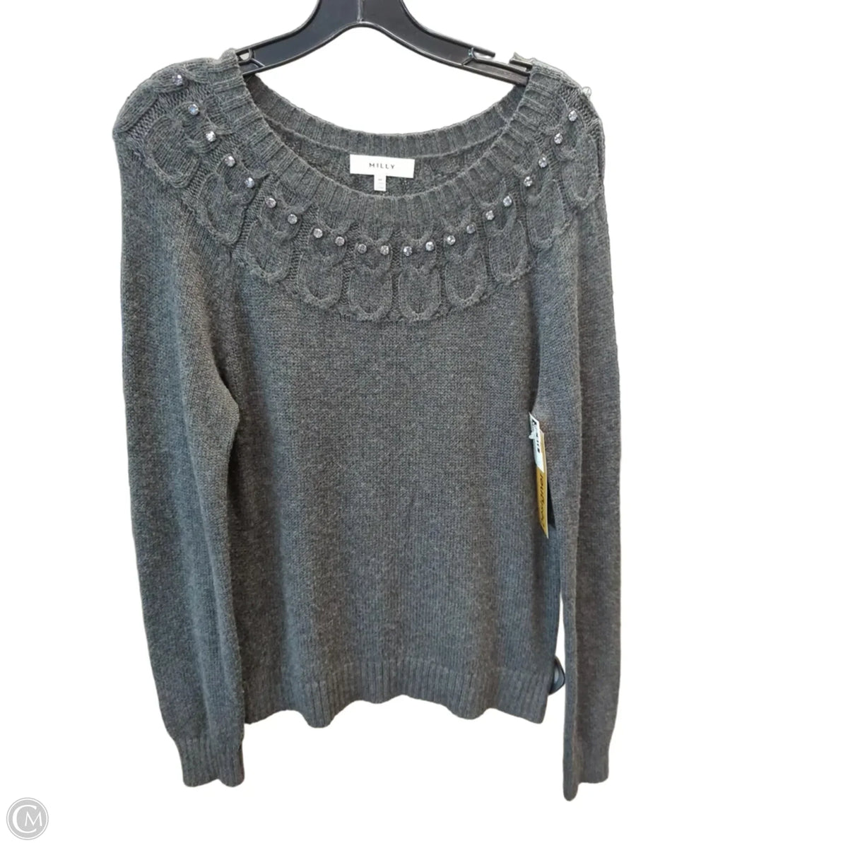 Sweater Cardigan Designer By Milly In Grey, Size: M