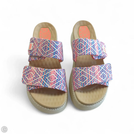 Sandals Heels Wedge By Hey Dude In Pink & Purple, Size: 9