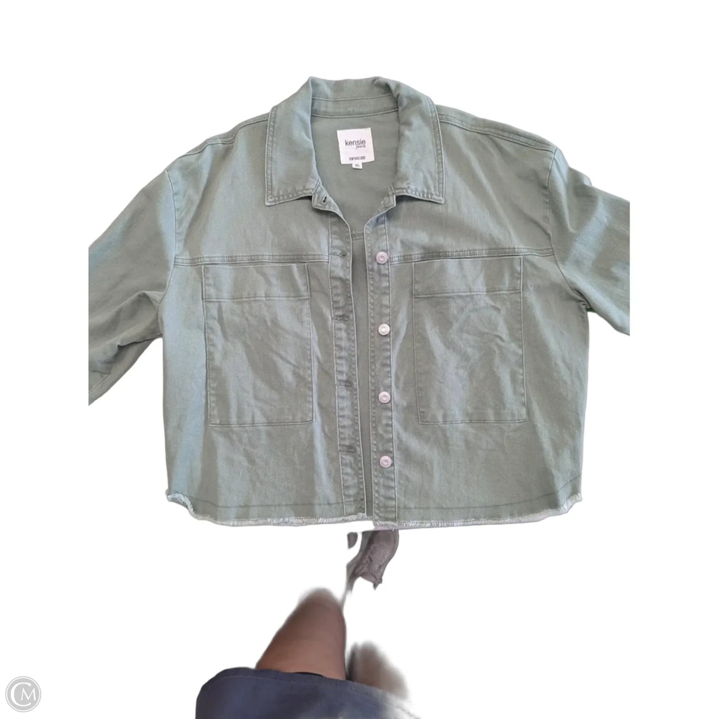 Jacket Denim By Kensie In Green Denim, Size: Xl