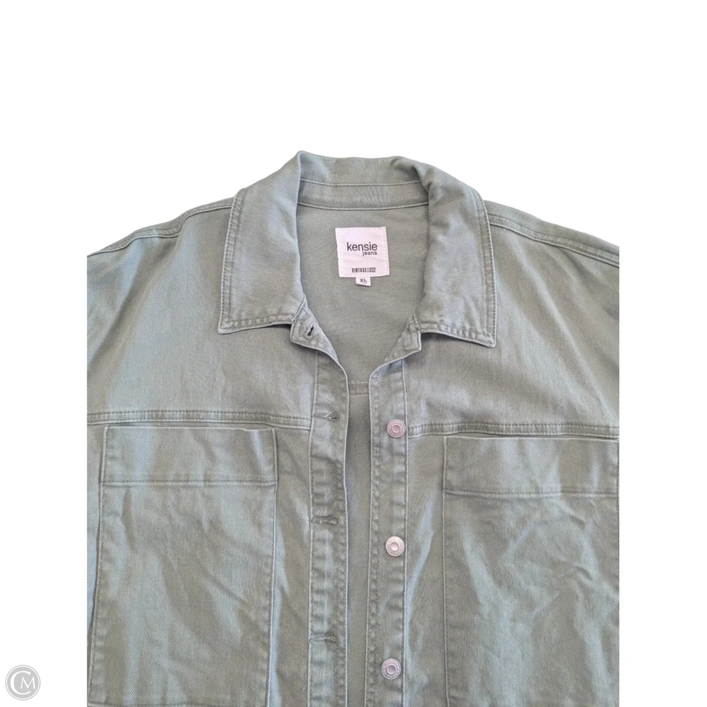 Jacket Denim By Kensie In Green Denim, Size: Xl