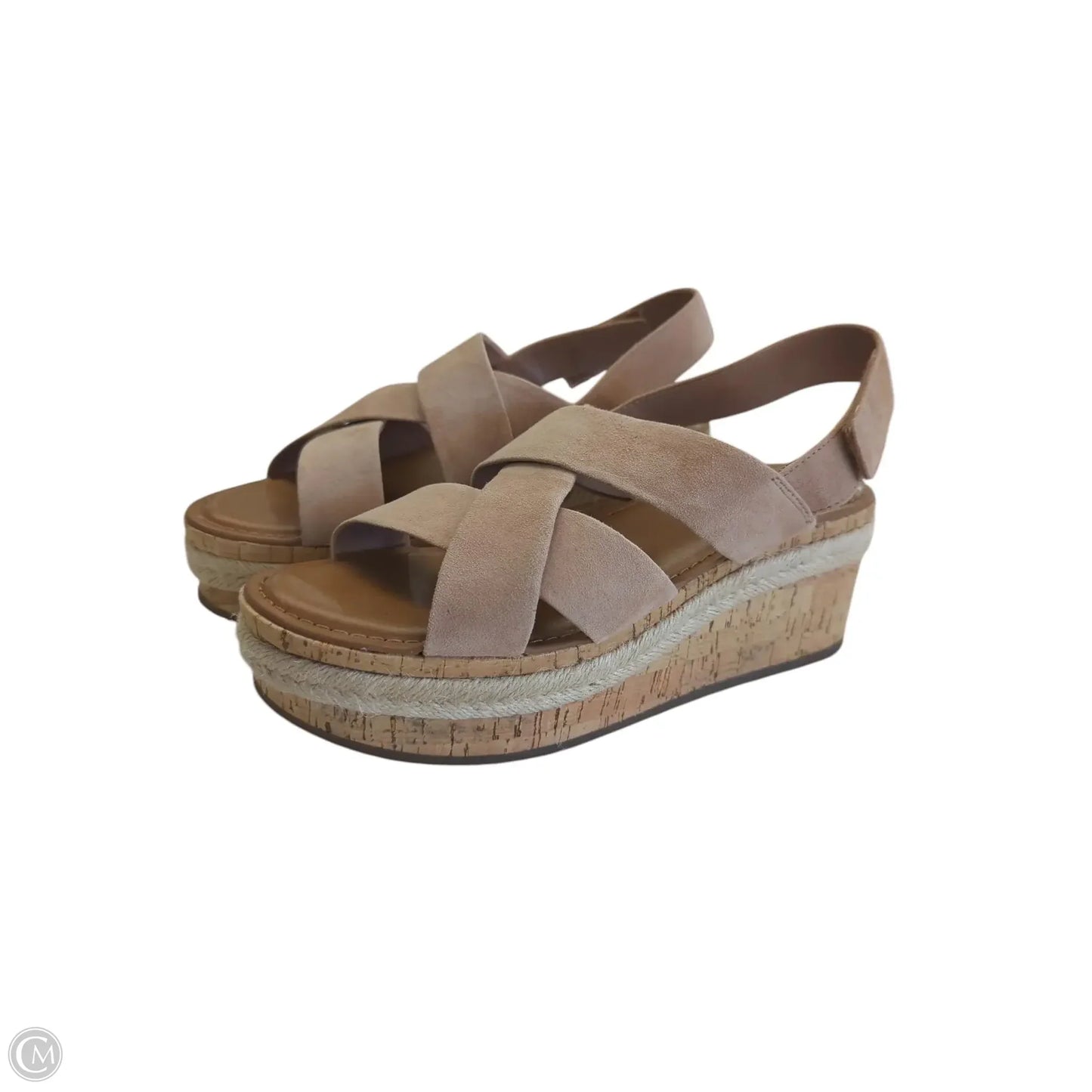 Sandals Heels Wedge By Franco Sarto In Tan, Size: 8