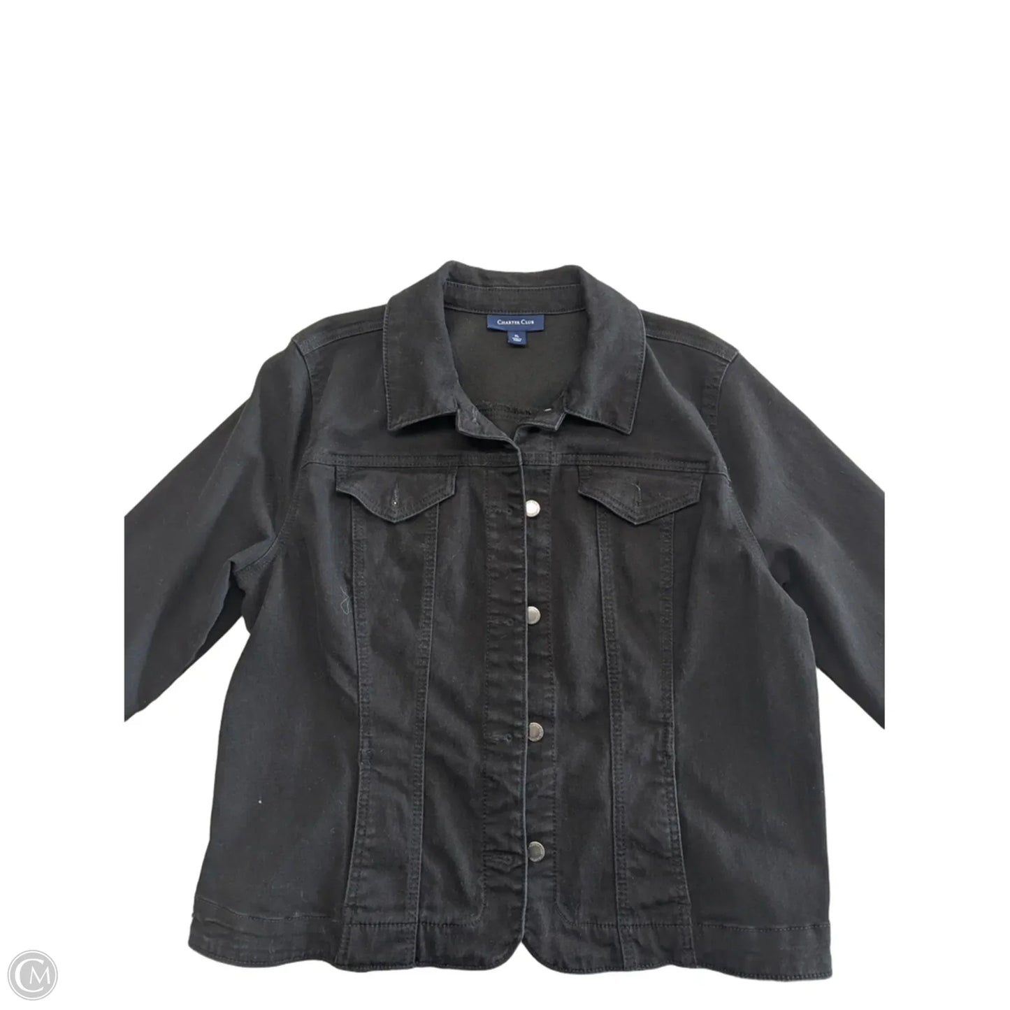 Jacket Denim By Charter Club In Black Denim, Size: Xl