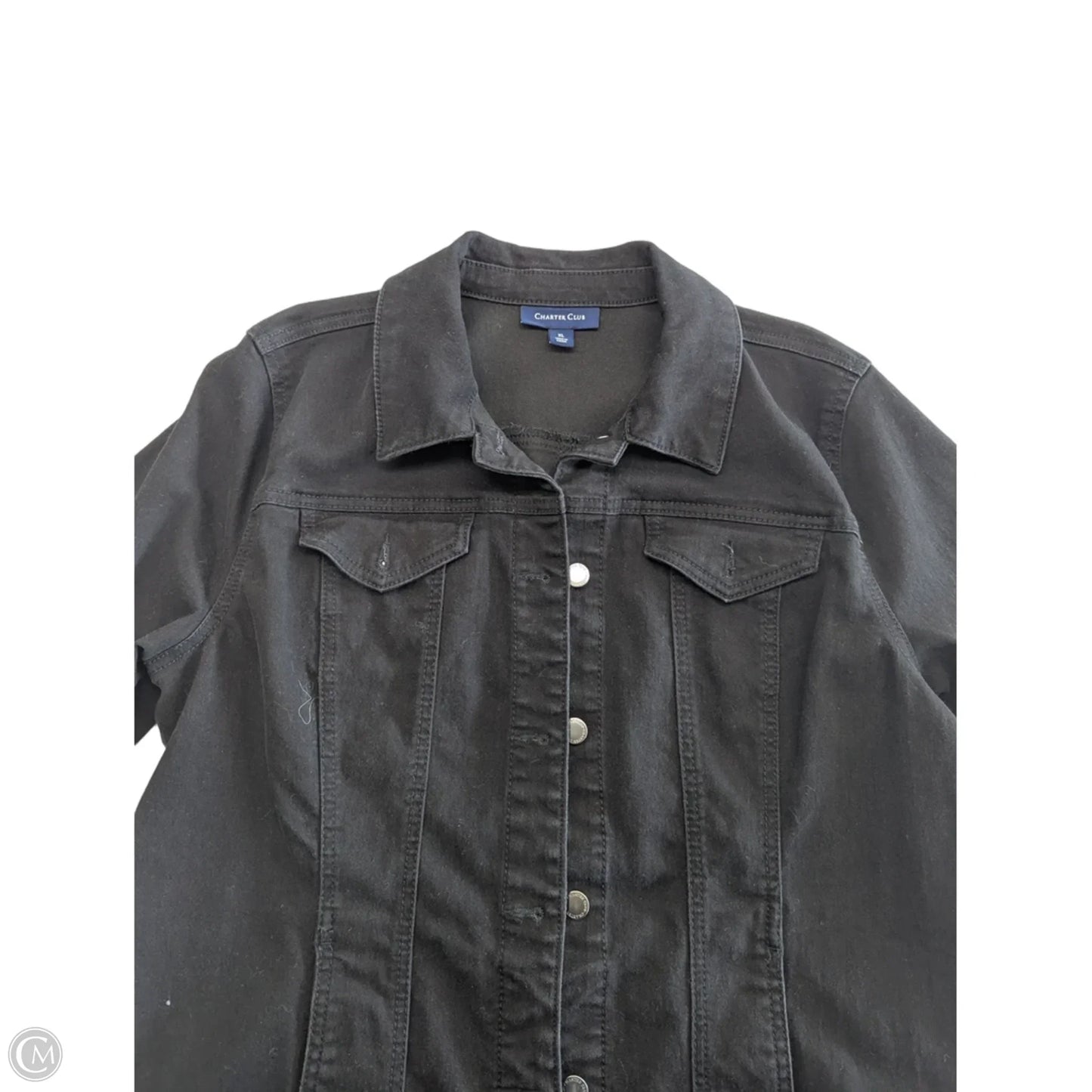 Jacket Denim By Charter Club In Black Denim, Size: Xl