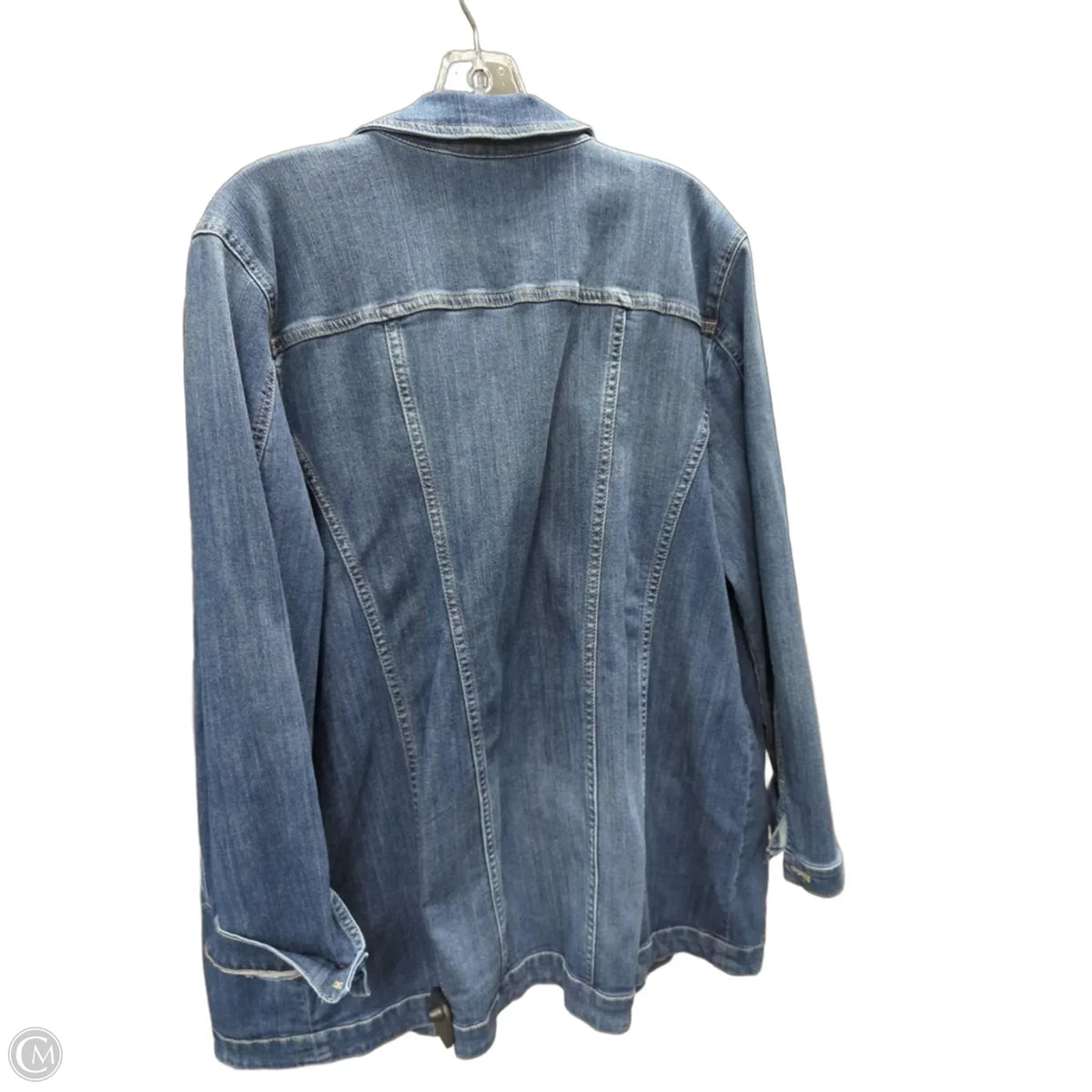 Jacket Denim By Chicos In Blue Denim, Size: Xl