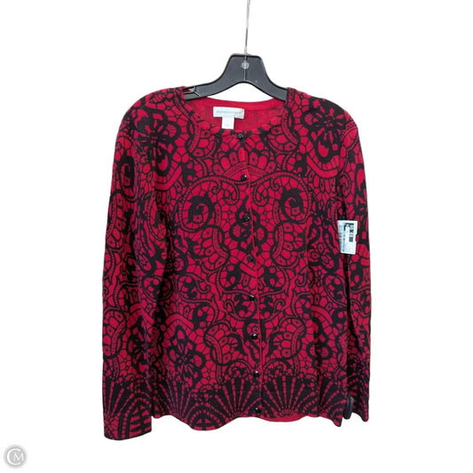 Cardigan By Christopher And Banks In Black & Red, Size: S