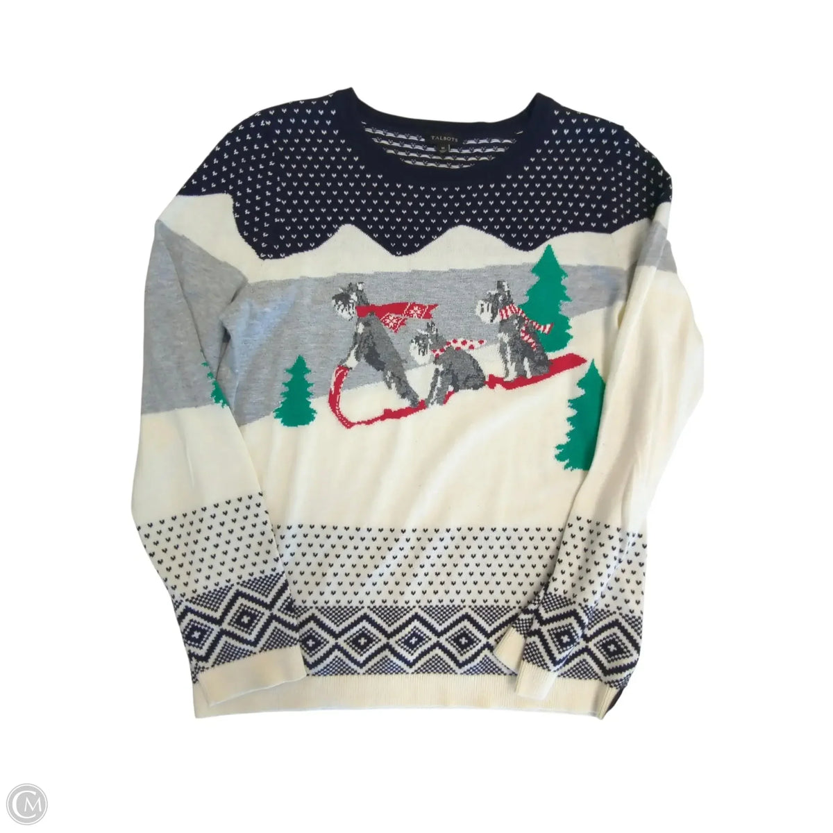 Sweater By Talbots In Blue & White, Size: M