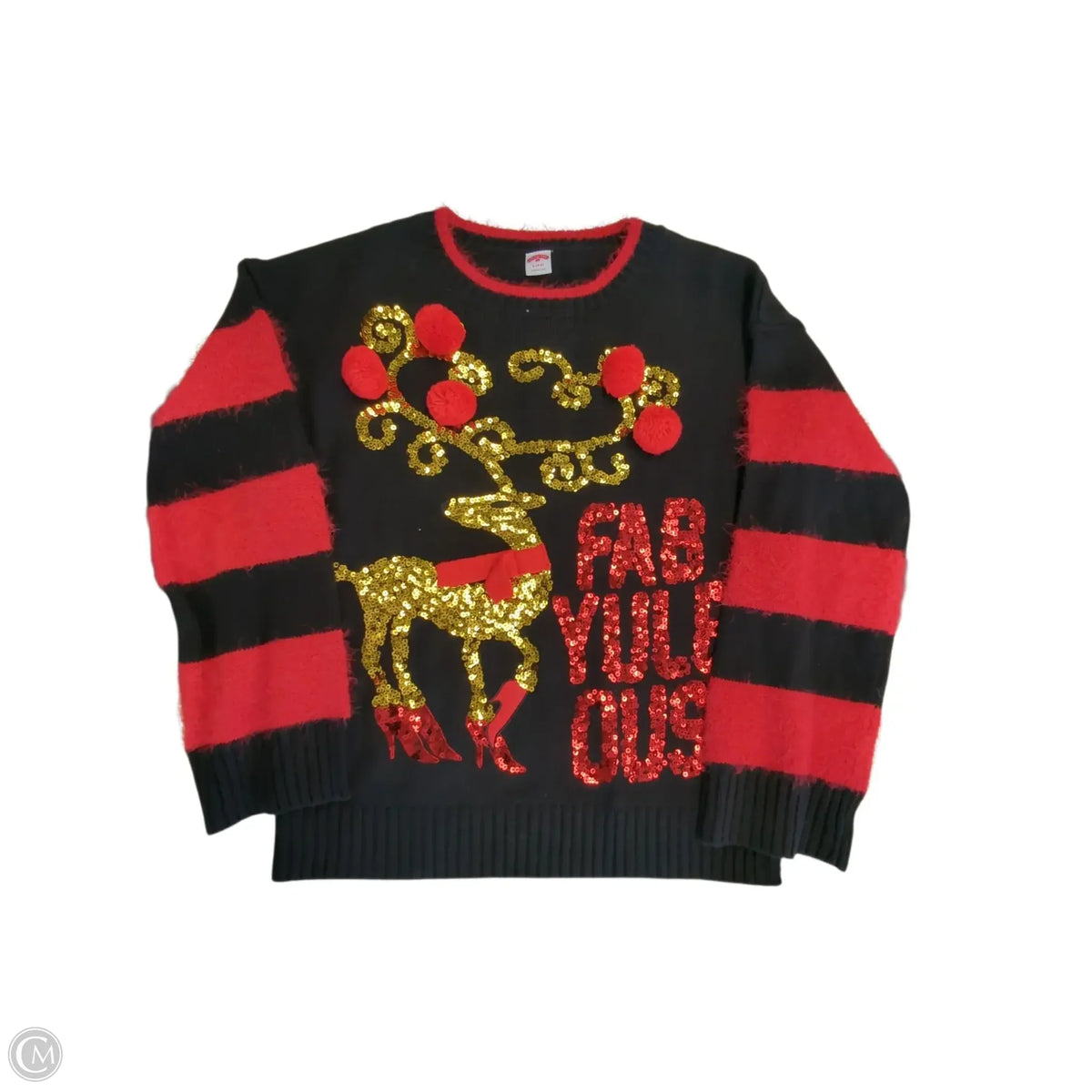 Sweater By Holiday Time In Black & Red, Size: S