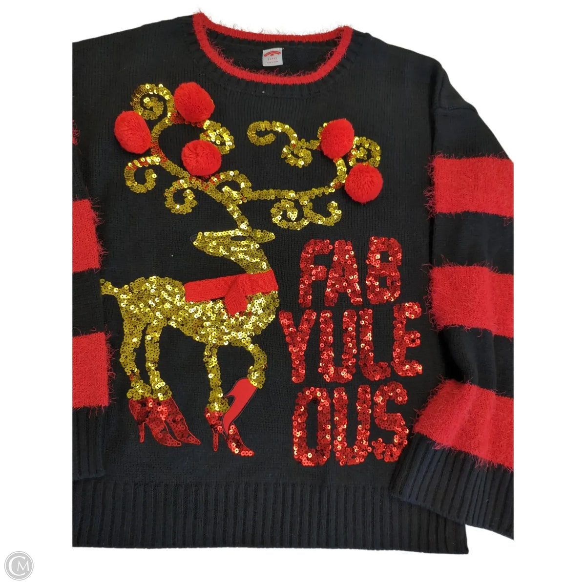 Sweater By Holiday Time In Black & Red, Size: S