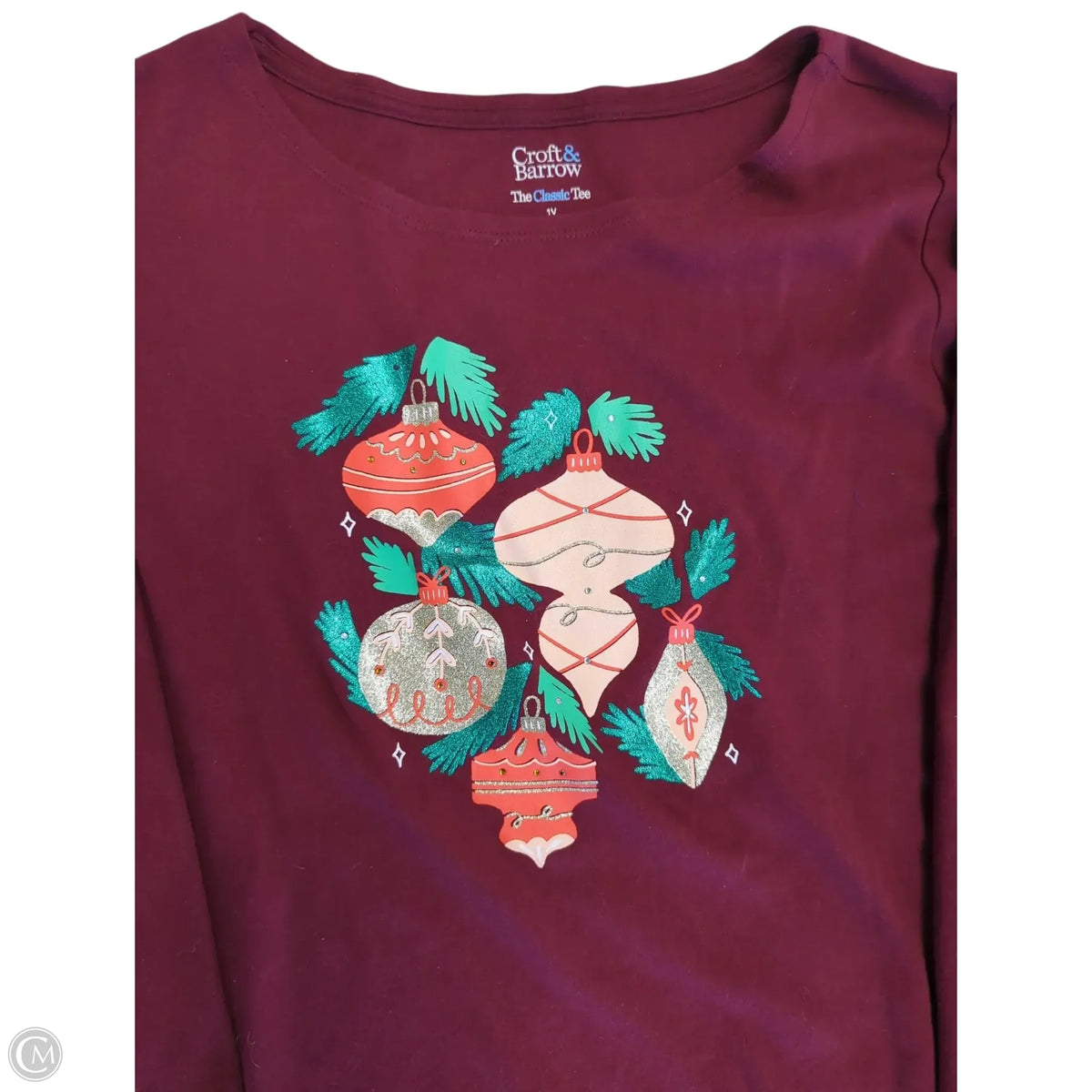 Top Long Sleeve Basic By Croft And Barrow In Maroon, Size: 1x
