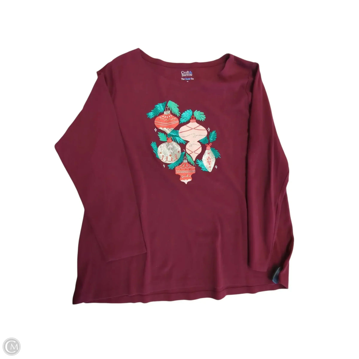 Top Long Sleeve Basic By Croft And Barrow In Maroon, Size: 1x