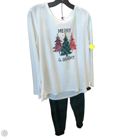 Pajamas 2pc By Maurices In Green & White, Size: L