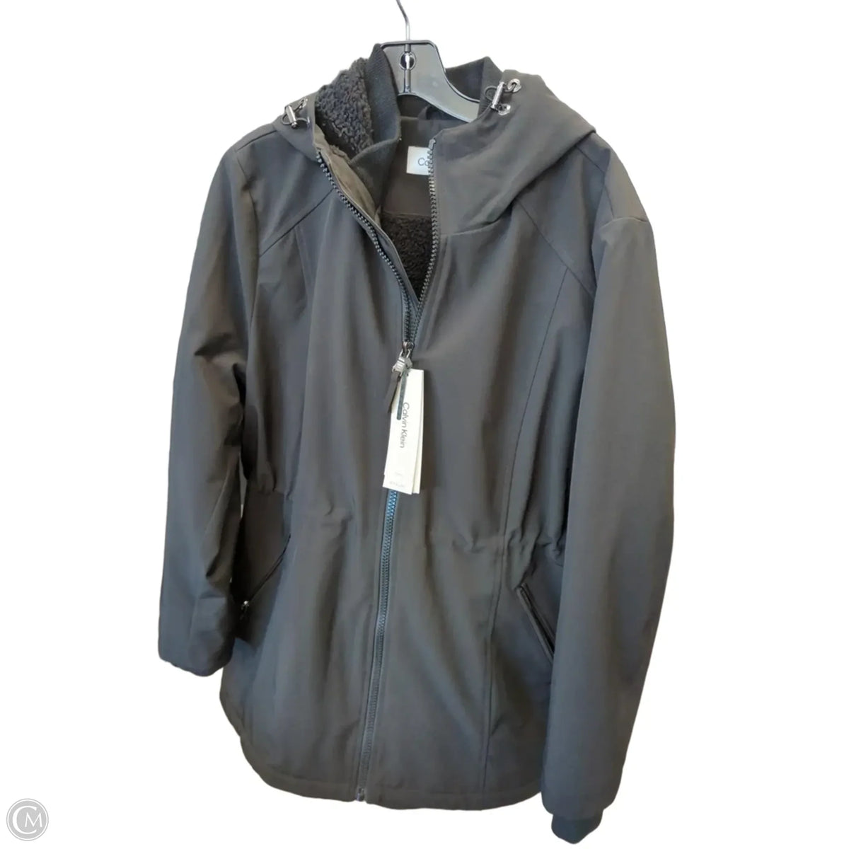 Coat Raincoat By Calvin Klein In Black, Size: Xlp