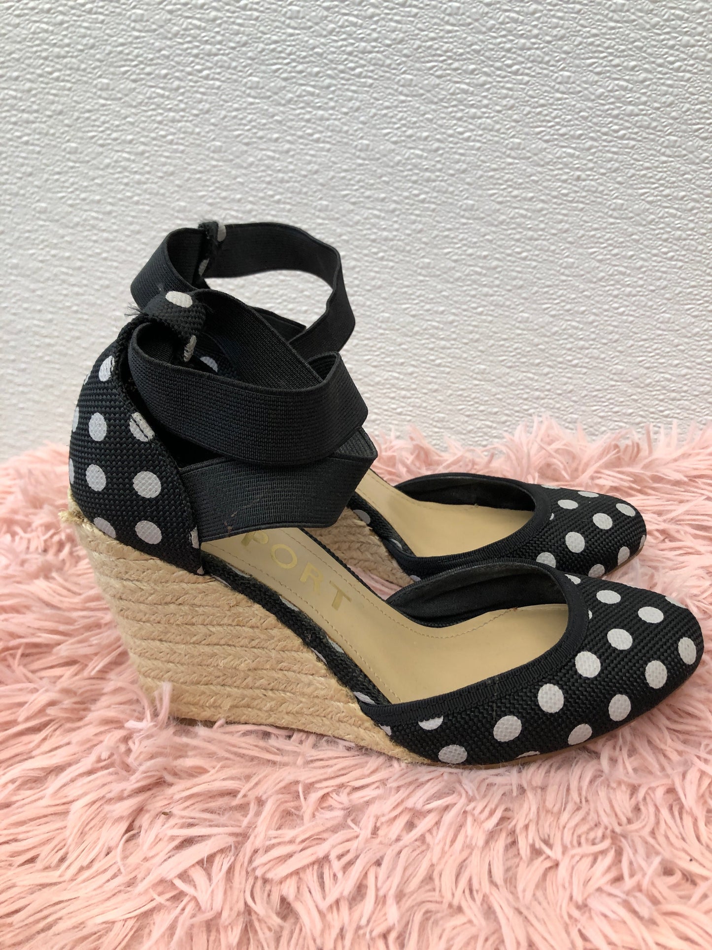 Polkadot Shoes Heels Espadrille Wedge Report, Size 6