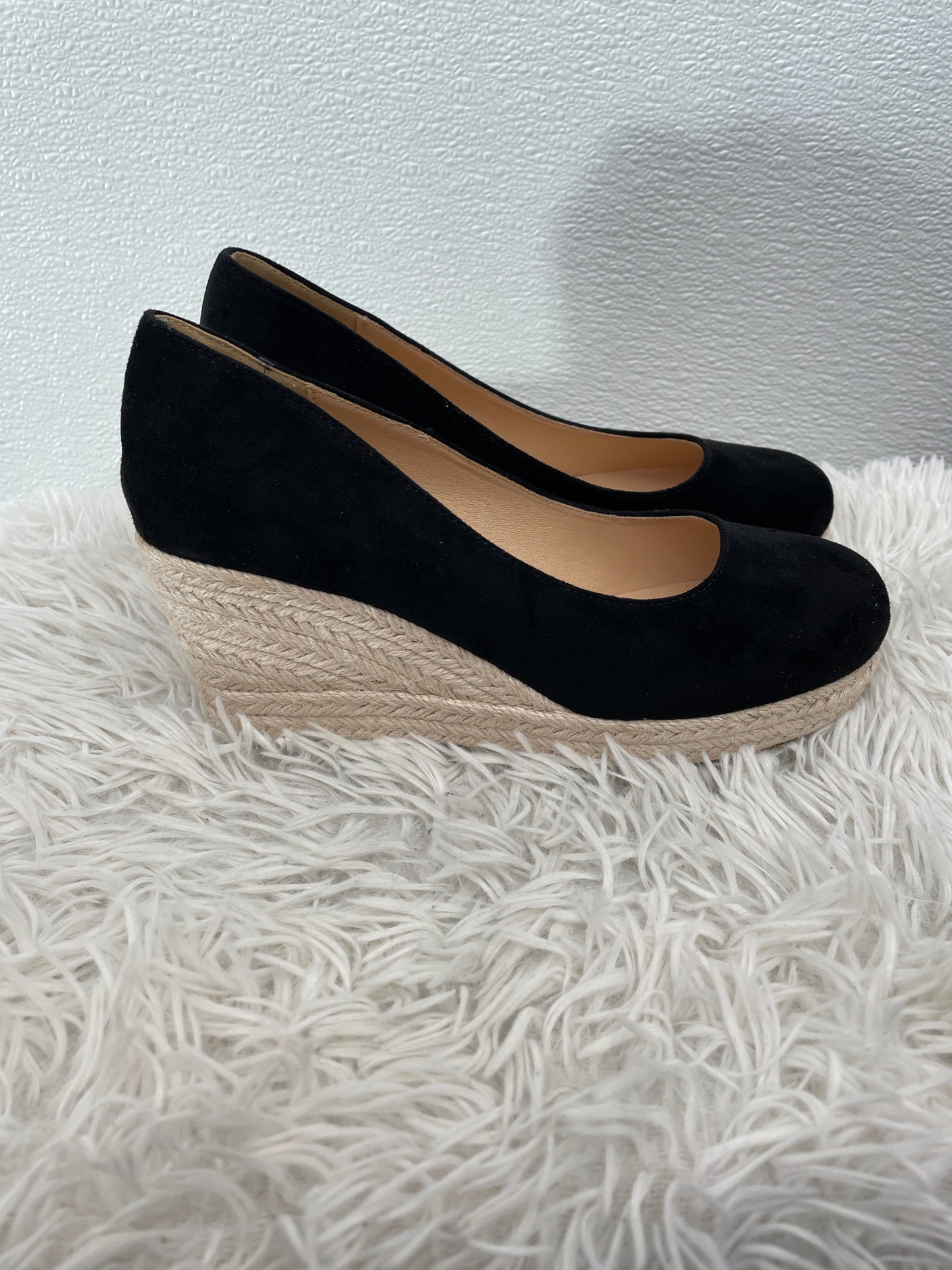 Black Shoes Heels Espadrille Wedge Clothes Mentor, Size 7.5