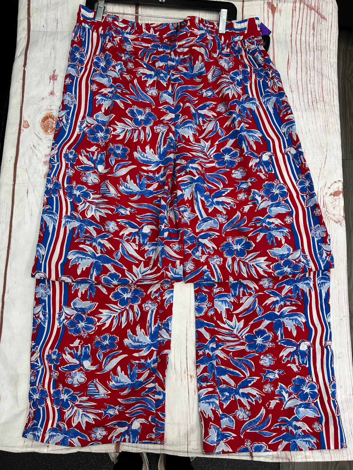 Red White Blue Pants Palazzo Tommy Hilfiger, Size L