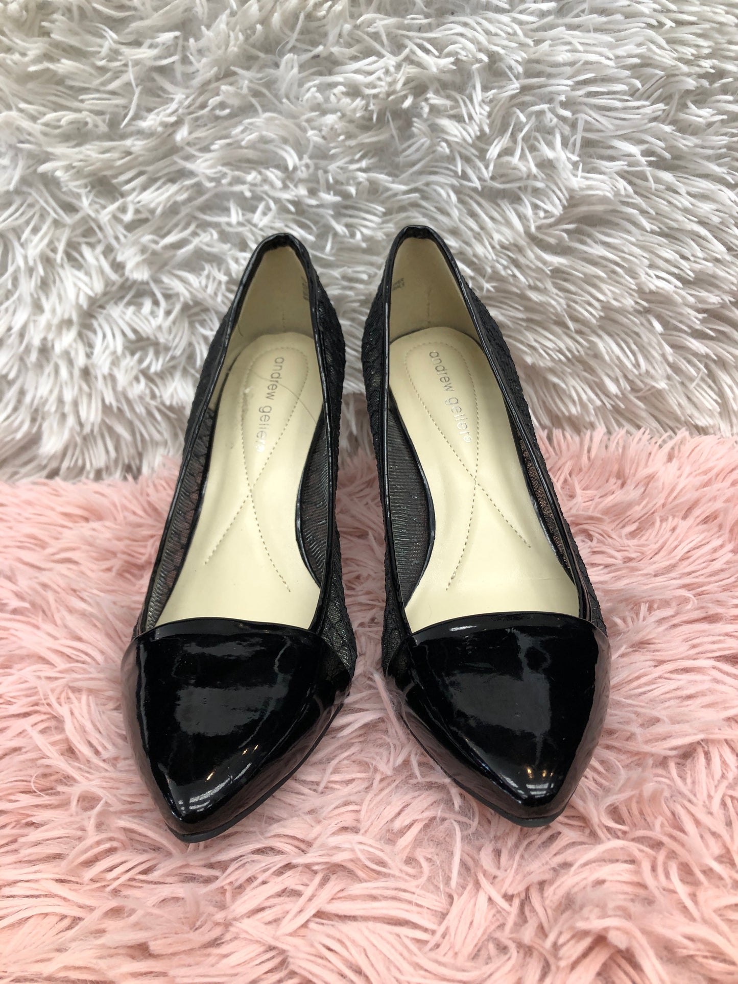 Black Shoes Heels Stiletto Andrew Gellar, Size 8.5
