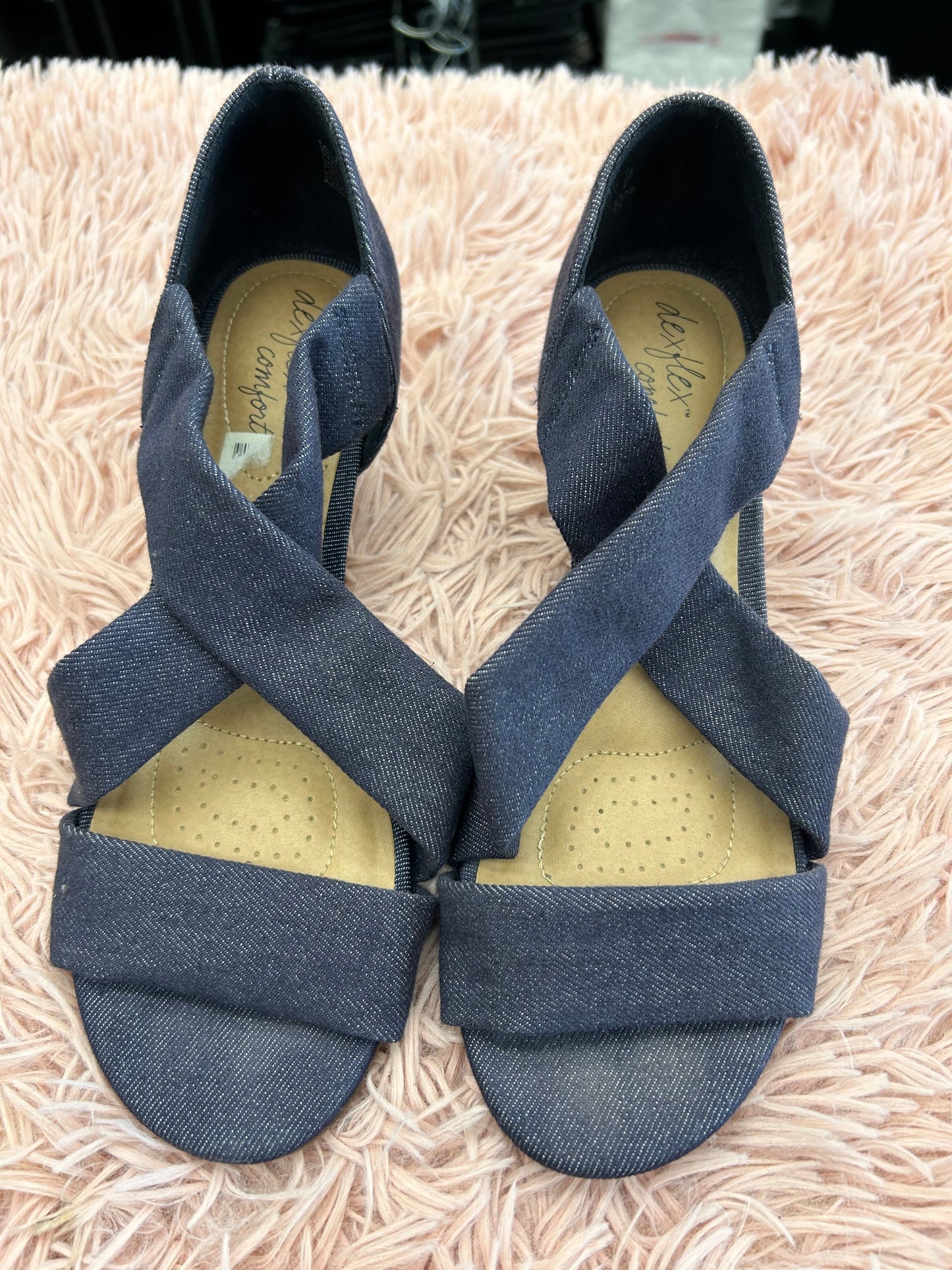 Sandals Heels Wedge By Dexflex In Denim, Size: 8