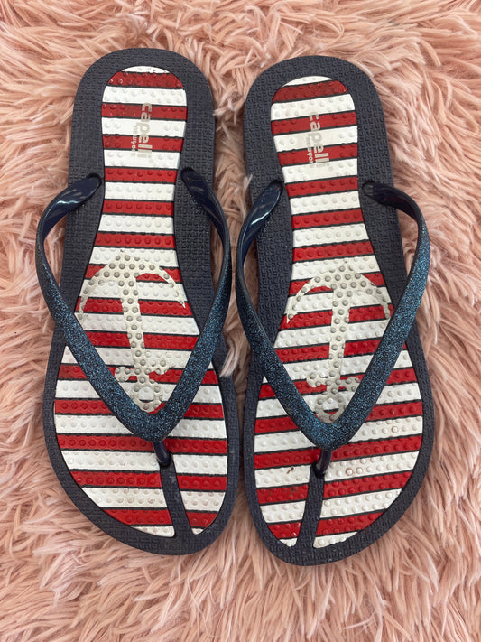 Red White Blue Sandals Flip Flops Capelli, Size 8