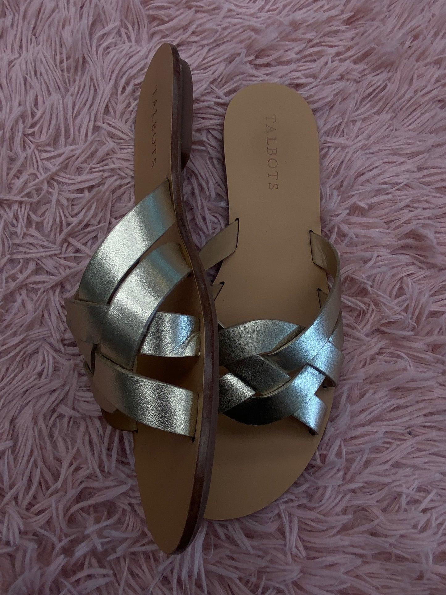 Gold Sandals Flats Talbots, Size 7
