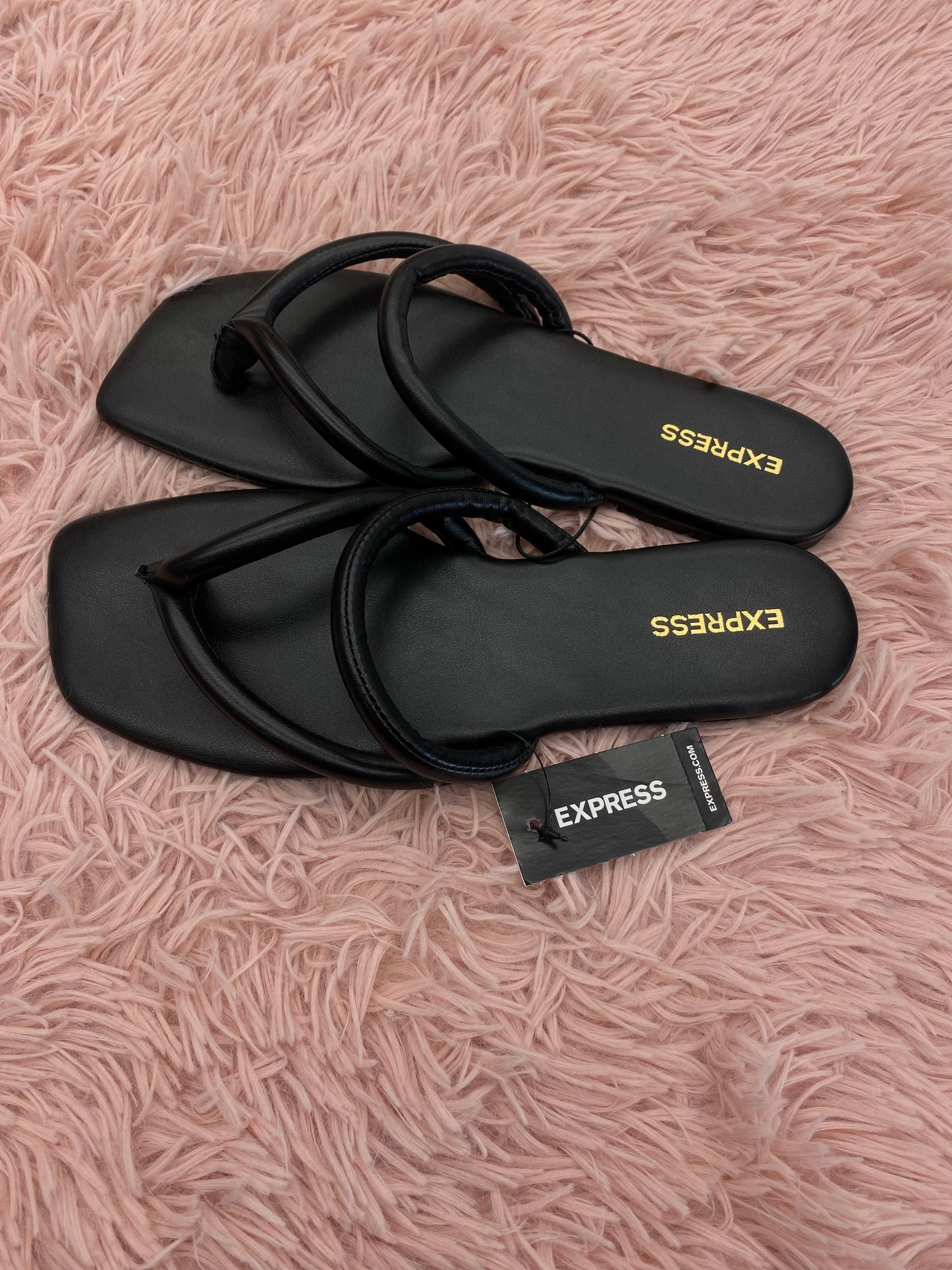 Black Sandals Flats Express, Size 8