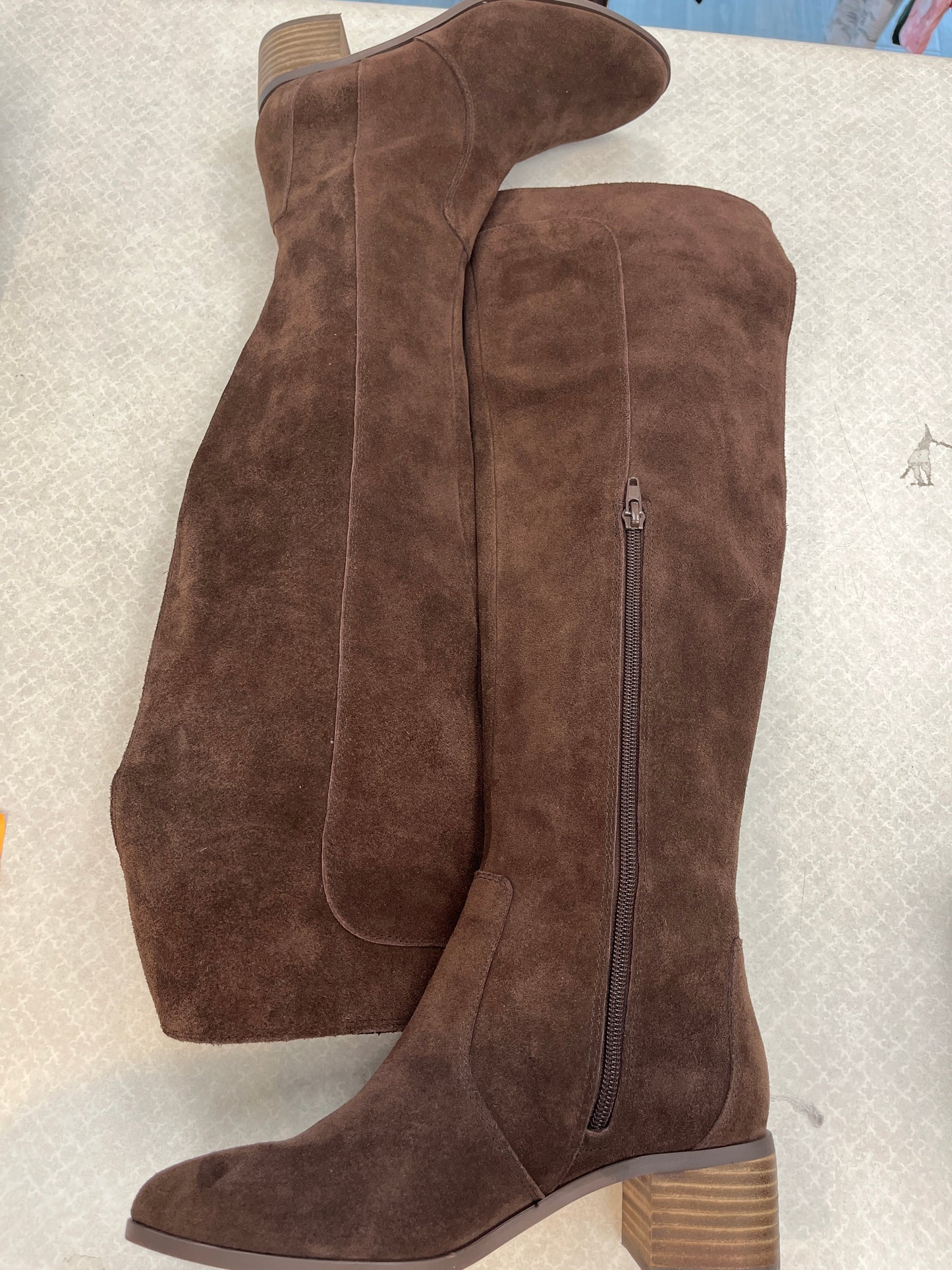 Brown Boots Knee Flats Corso Cosmo, Size 6