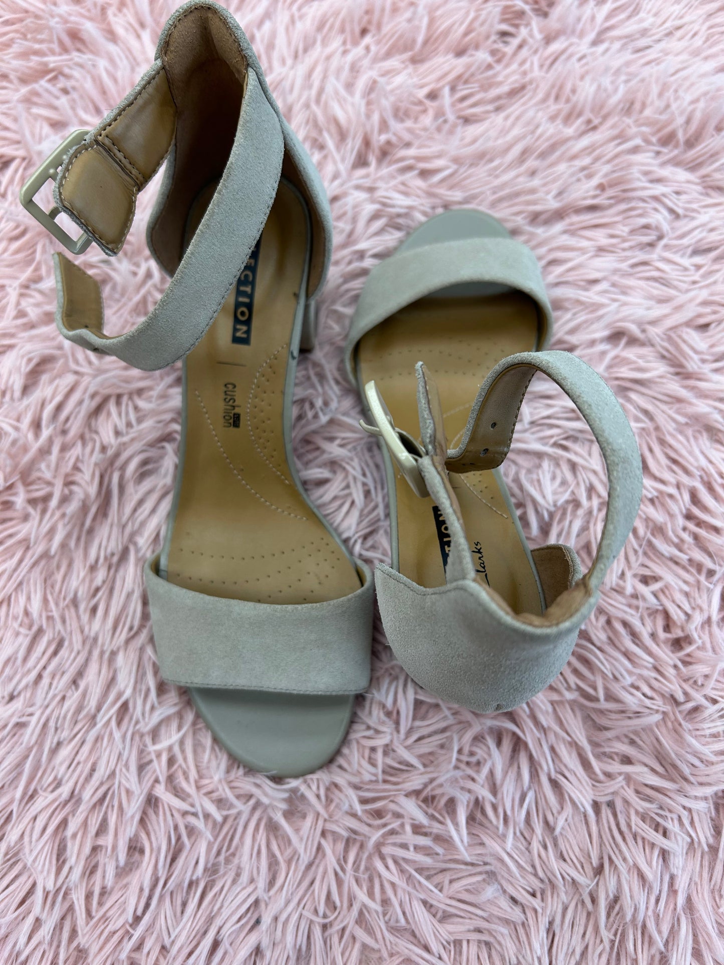 Taupe Shoes Heels Block Clarks, Size 6.5