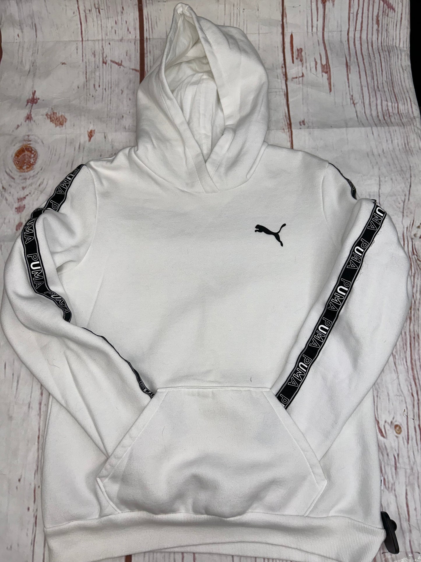 Sweatshirt Hoodie By Puma In White Black, Size: M