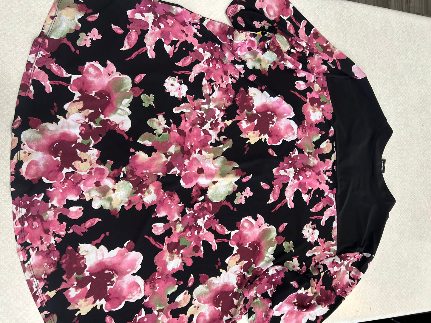 Top 3/4 Sleeve By Clothes Mentor In Black Floral, Size: 3x