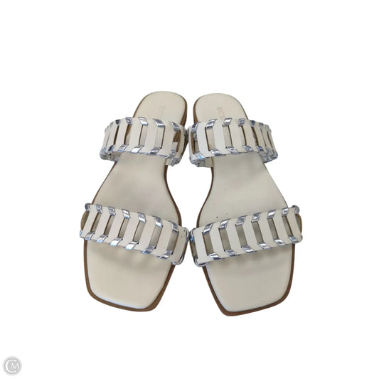 Sandals Flats By Bcbg In Silver & White, Size: 8