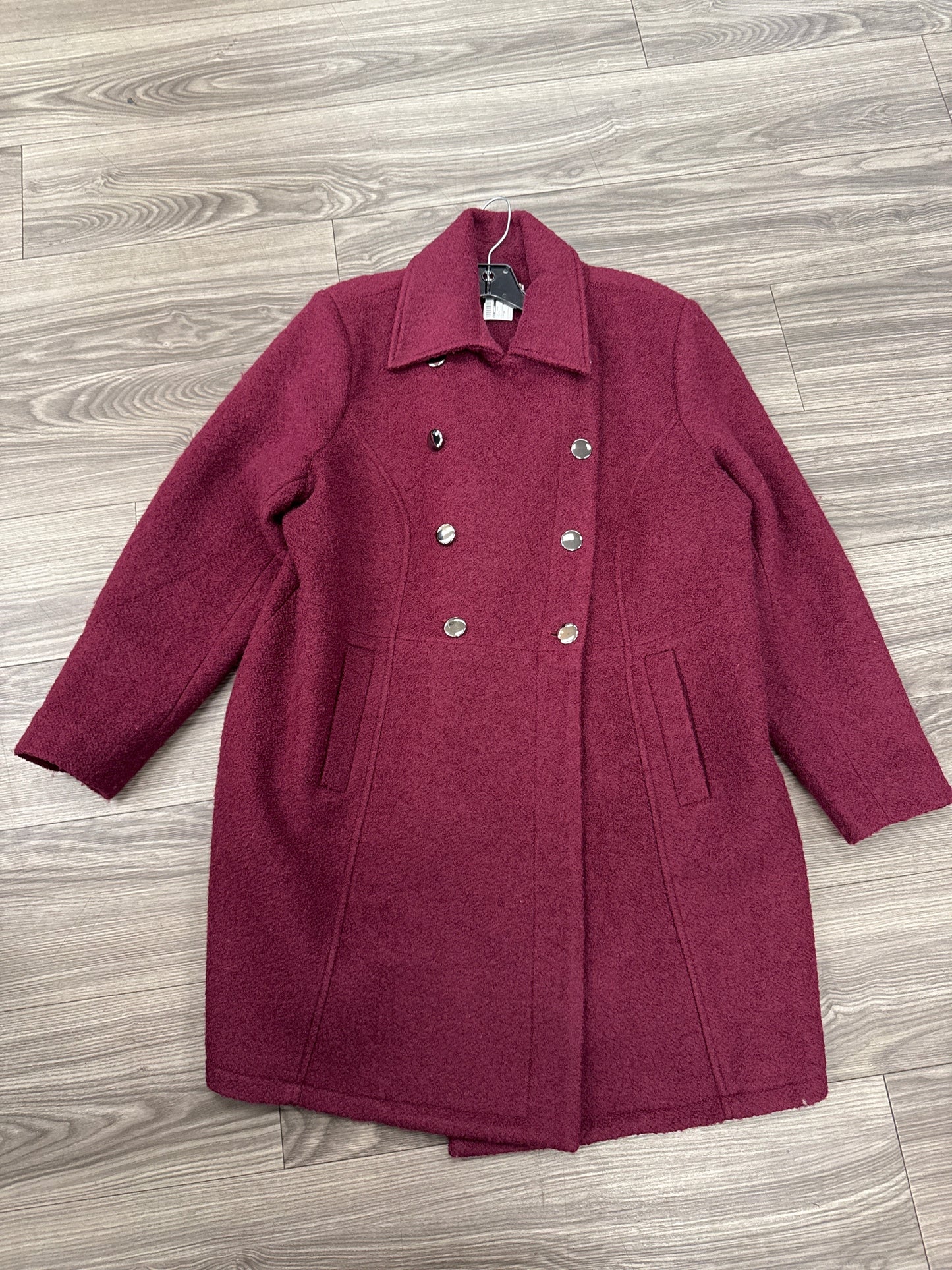 Coat Wool By Cj Banks In Maroon, Size: 1x