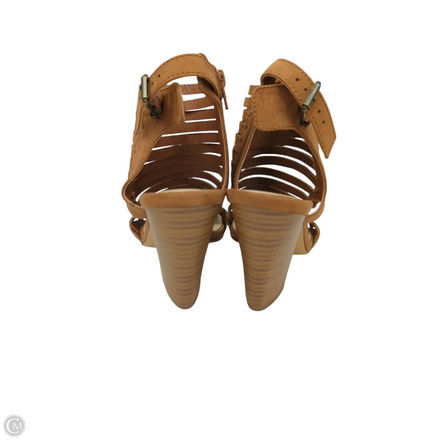 Sandals Heels Block By Just Fab In Brown, Size: 8