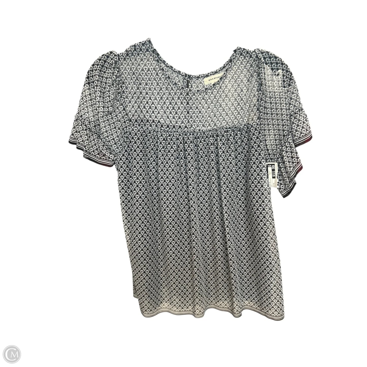 Top Short Sleeve By Max Studio In Blue & White, Size: S