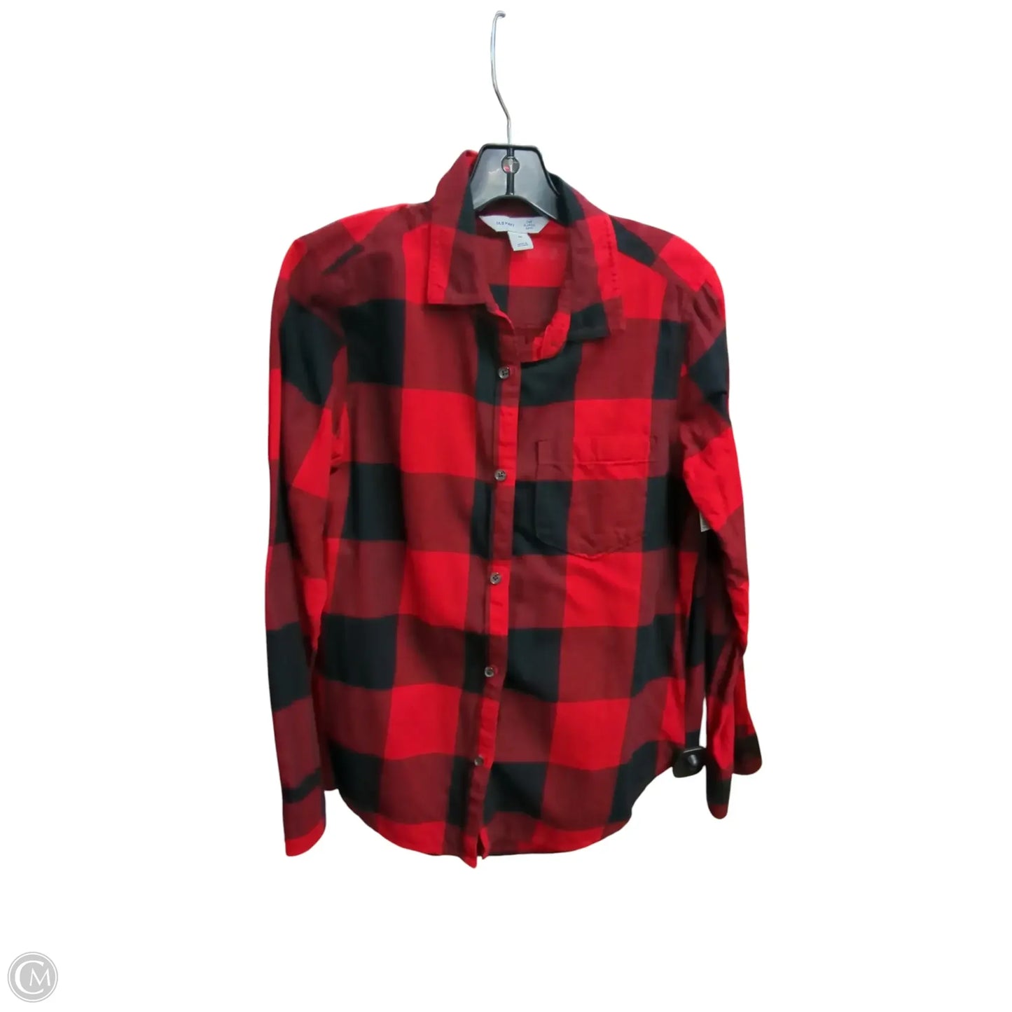 Blouse Long Sleeve By Old Navy In Black & Red, Size: M