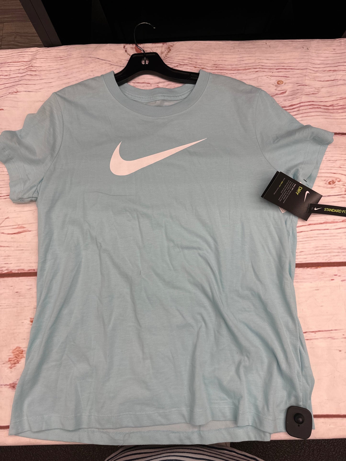 Athletic Top Short Sleeve By Nike In Baby Blue, Size: L