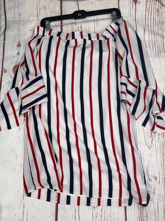 Red White Blue Tunic 3/4 Sleeve Clothes Mentor, Size 10
