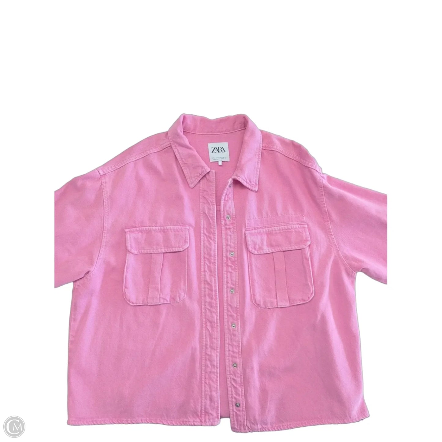 Jacket Denim By Zara In Pink, Size: M