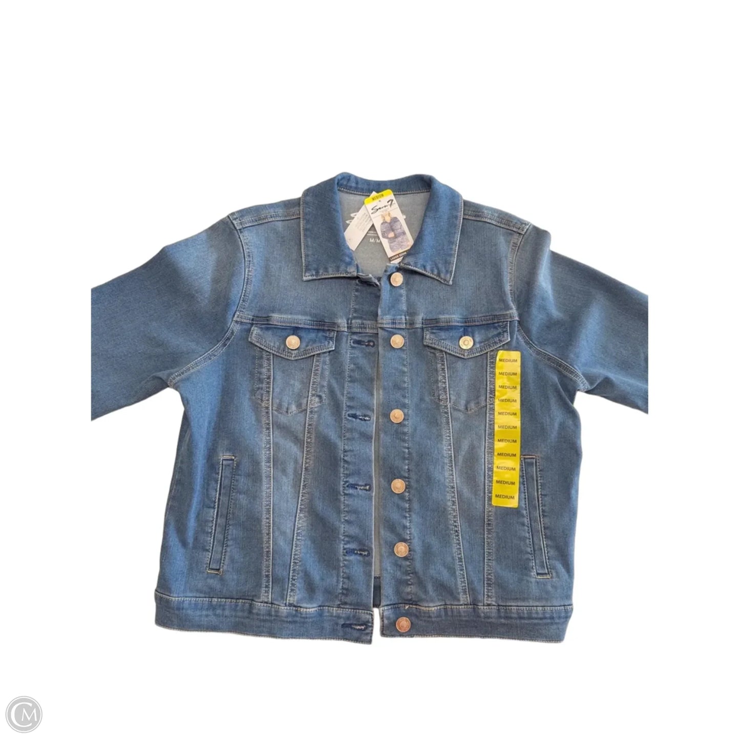 Jacket Denim By Seven 7 In Blue, Size: M