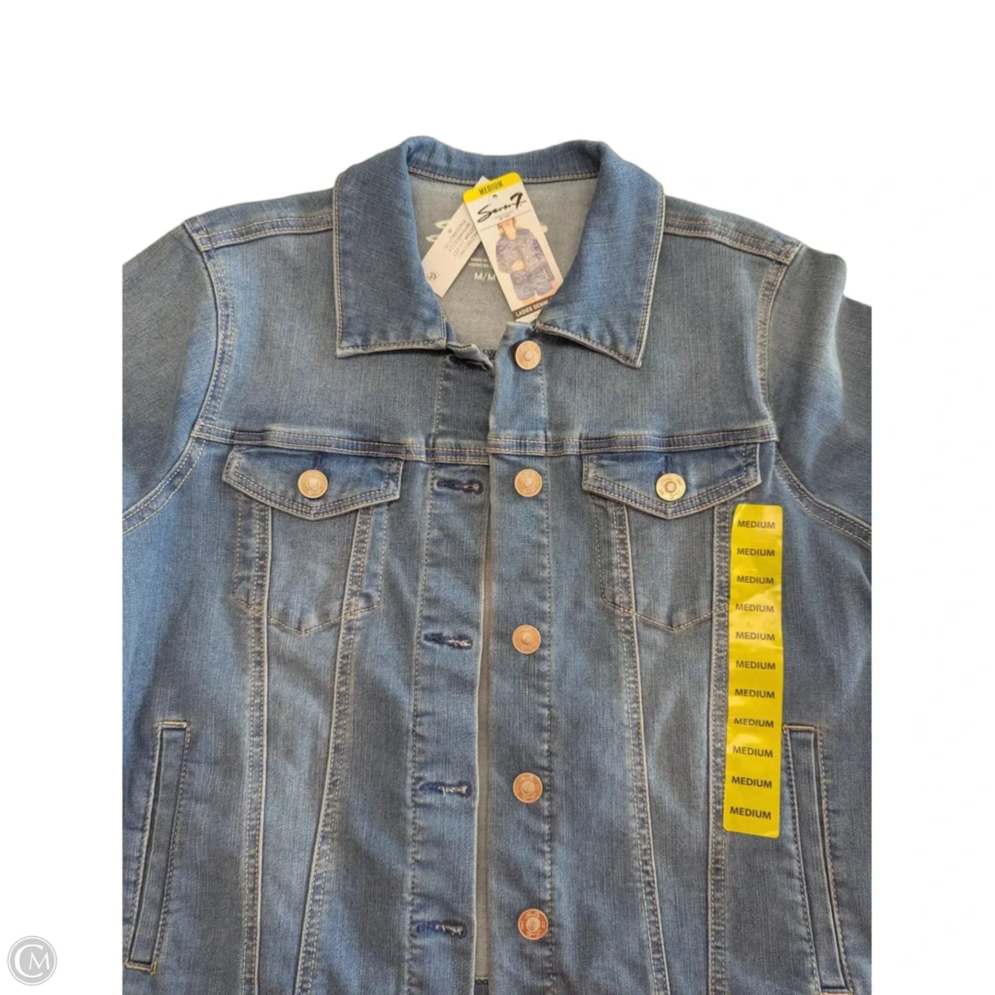 Jacket Denim By Seven 7 In Blue, Size: M