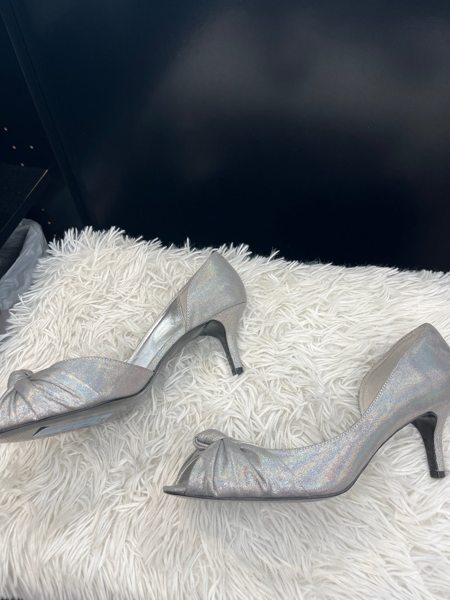 Silver Shoes Heels D Orsay Nina, Size 11