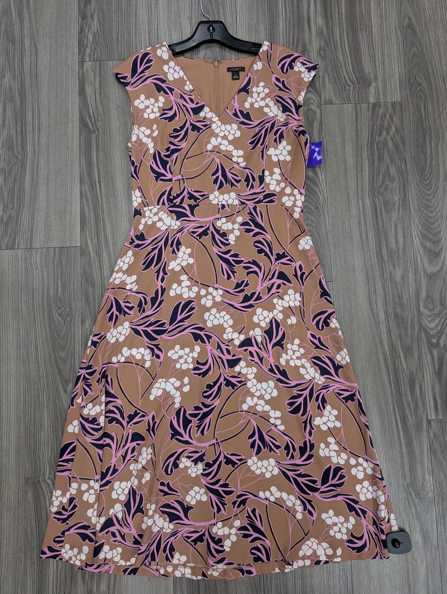 Dress Casual Midi By Ann Taylor O In Pinkbrown, Size: 2