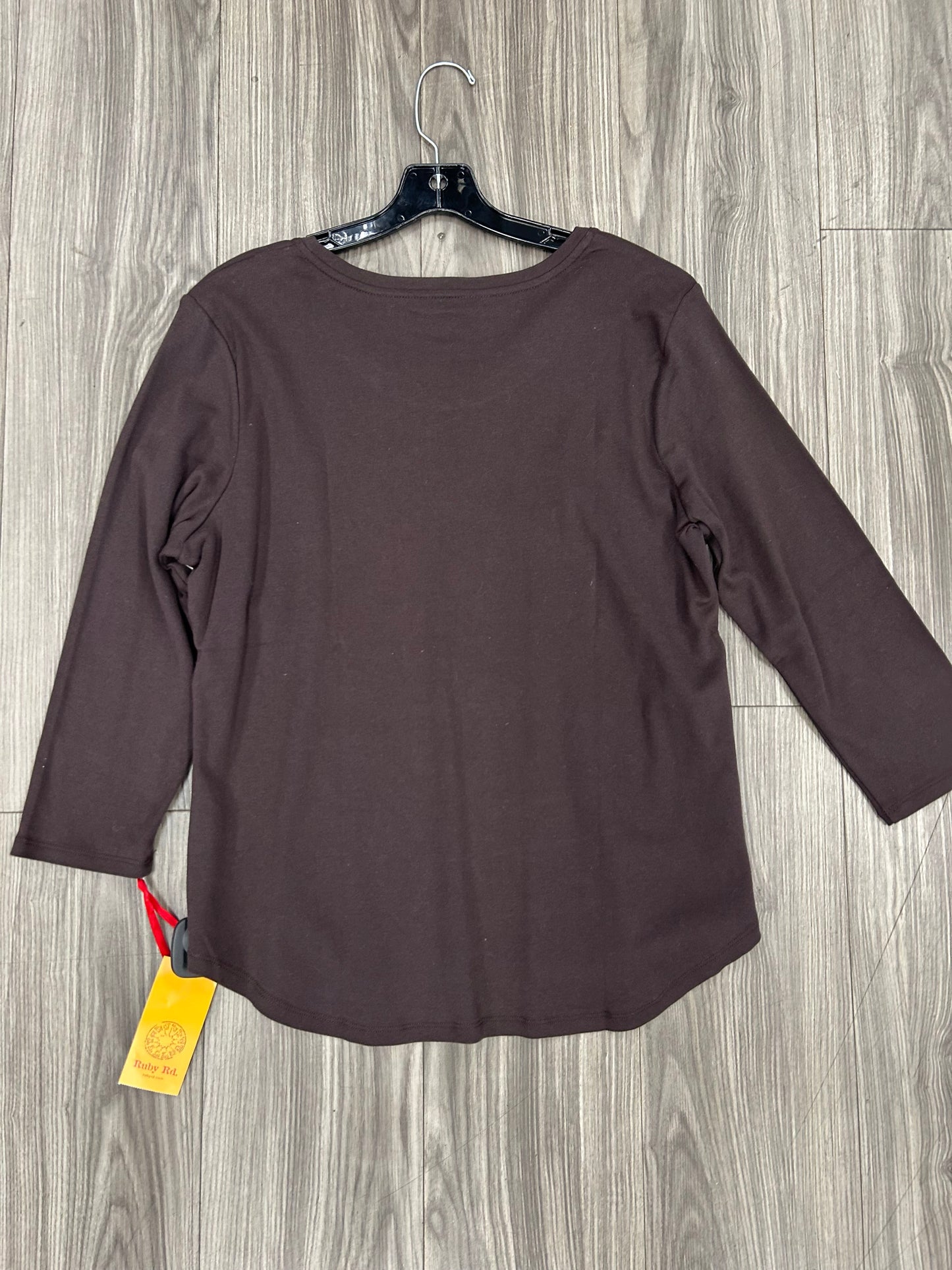 Top Long Sleeve By Ruby Rd In Brown, Size: Xl