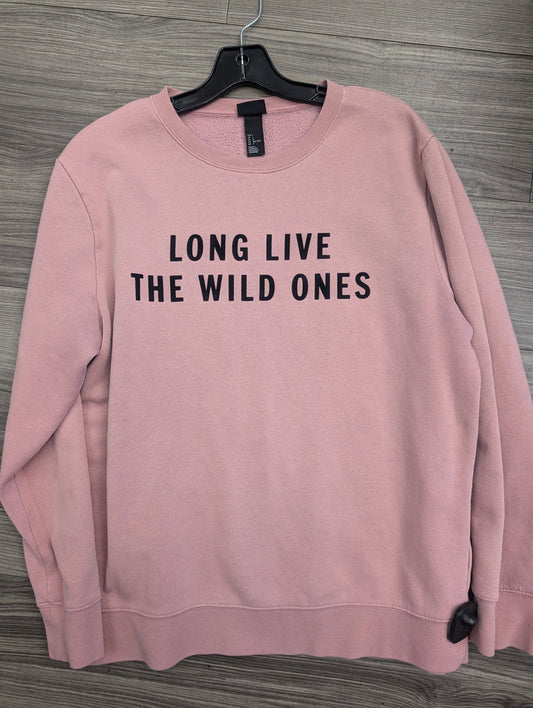 Sweatshirt Crewneck By H&m In Pink, Size: L