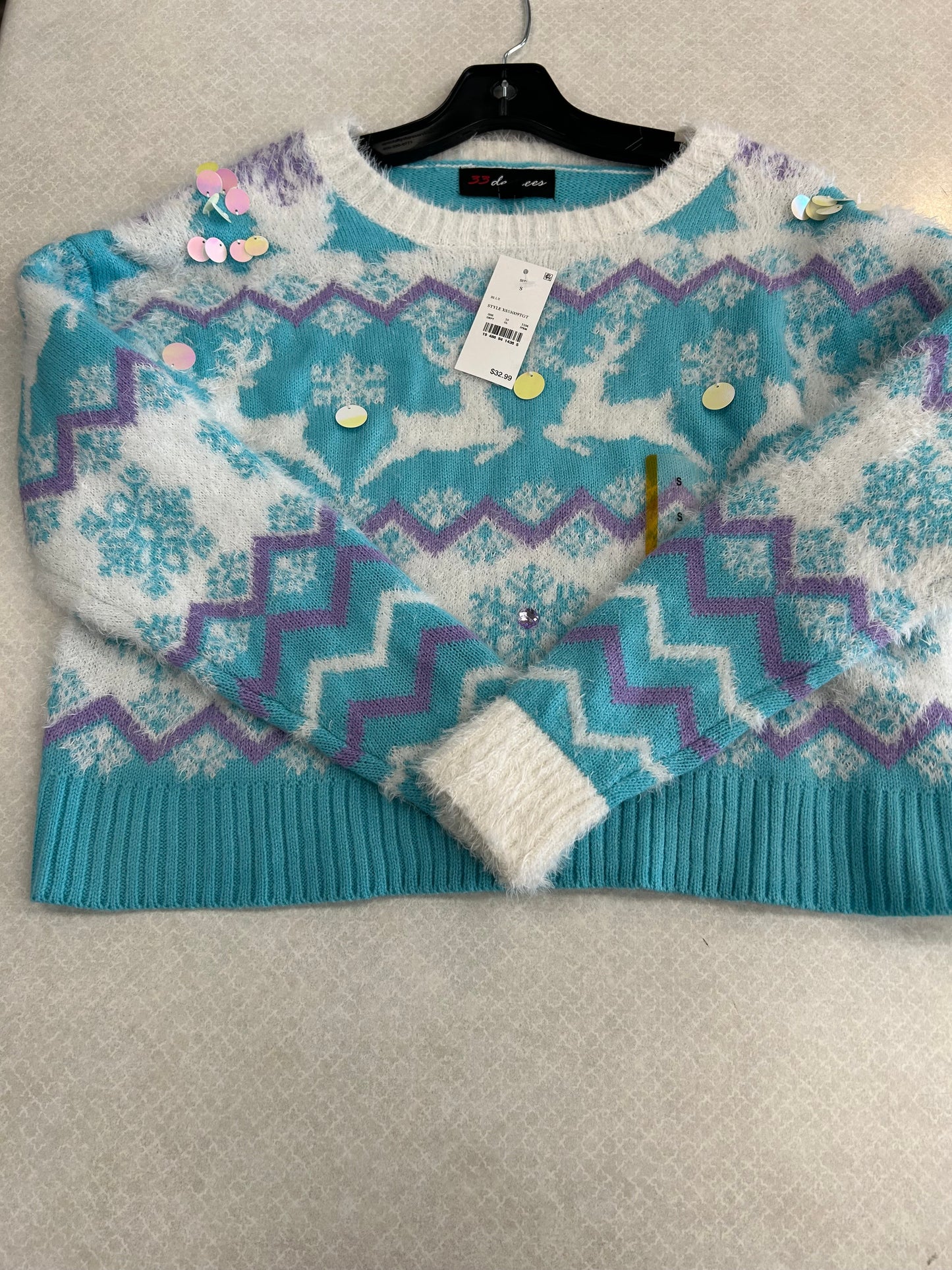 Sweater By Clothes Mentor In Blue & White, Size: S